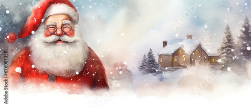 Santa Claus Christmas illustration with room for copy text. © W&S Stock
