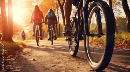 Family taking a bike ride