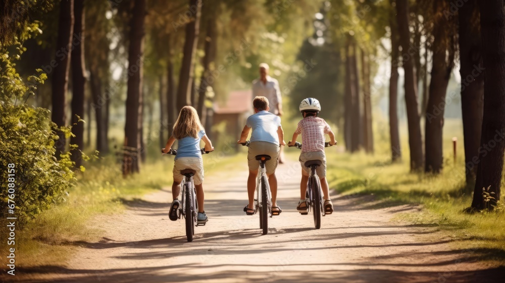 Family taking a bike ride
