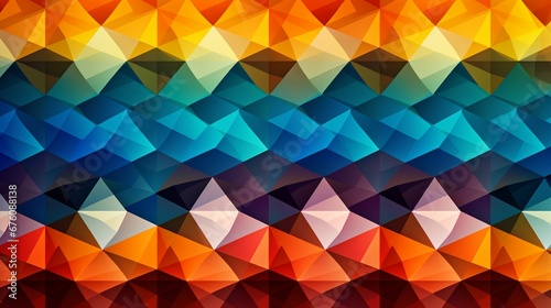 A seamless, tessellating pattern of colorful, interlocking diamonds photo
