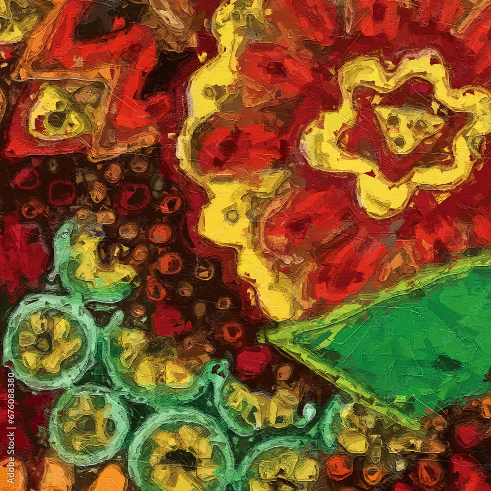 Fototapeta premium Oil painting and various beautiful flower illustrations for weddings