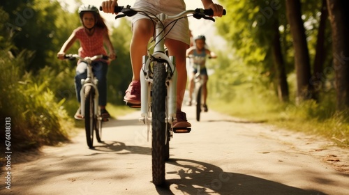 Family taking a bike ride