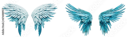 blue angel wings isolated on transparent background.blue wings. 