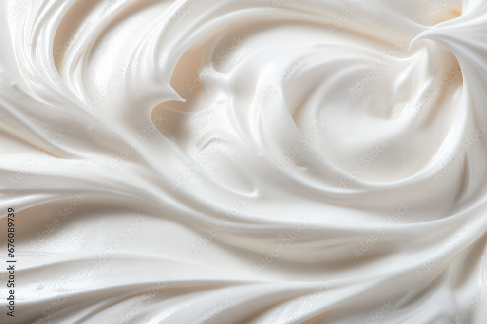 White texture of whipped cream, homemade sour cream or hand cream. Detailed pure creamy background White texture of whipped cream, homemade sour cream or hand cream. Detailed pure creamy background