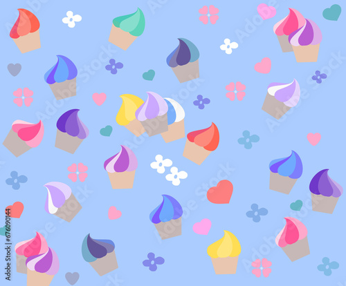 seamless pattern with colorful ice creams
