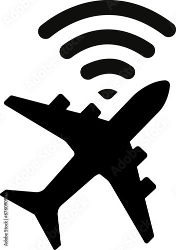 vector illustration of an airplane and wifi on a transparent background