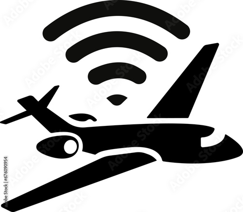 vector illustration of an airplane and wifi on a transparent background