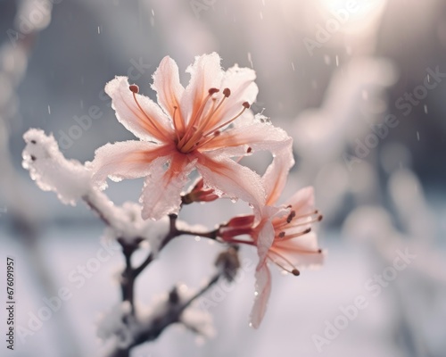 snow on the flowers with magic light © Hauber_Photography