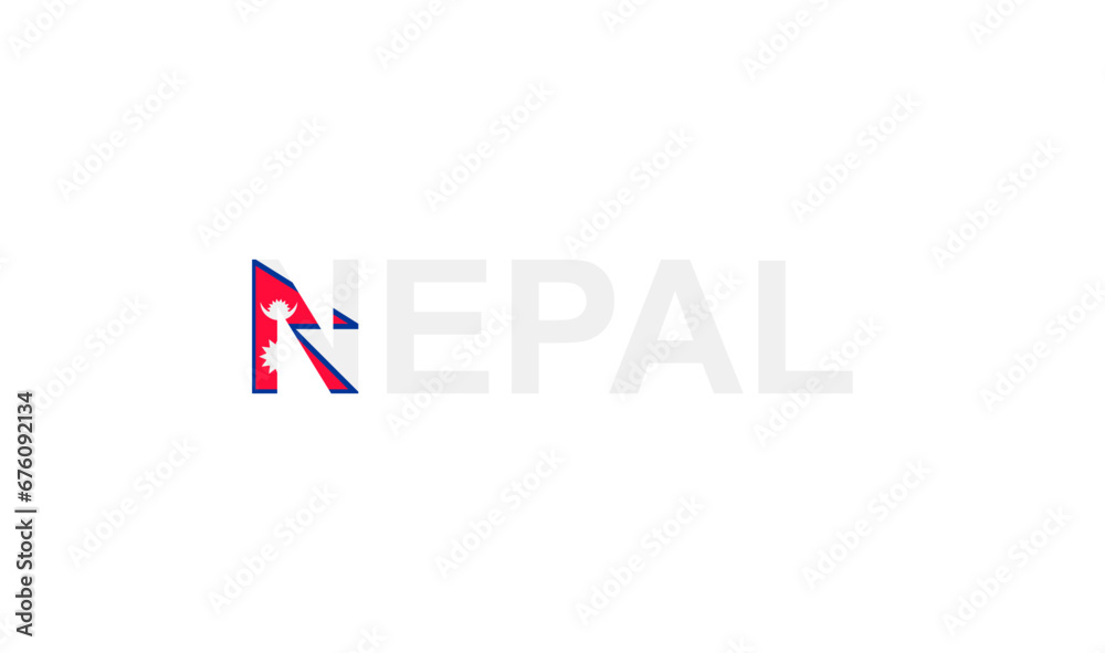Letters Nepal in the style of the country flag. Nepal word in national flag style. Letters Nepal in the style of the country flag. Nepal word in national flag style.