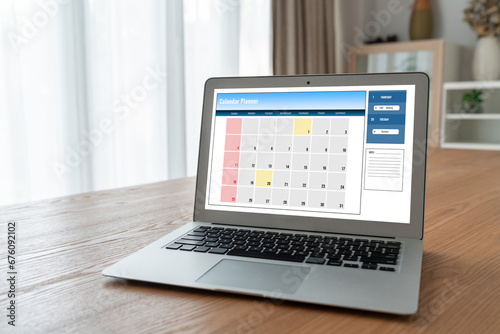 Calendar on computer software application for modish schedule planning for personal organizer and online business