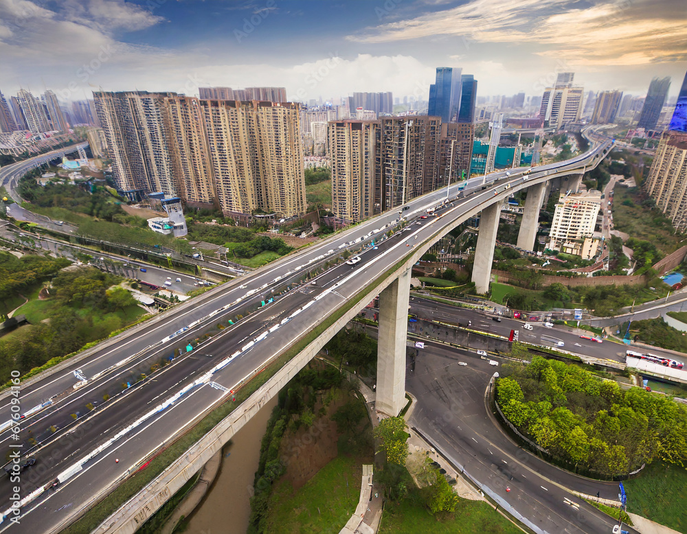 Aerial photography bird-eye view of City viaduct bridge road streetscape landscape