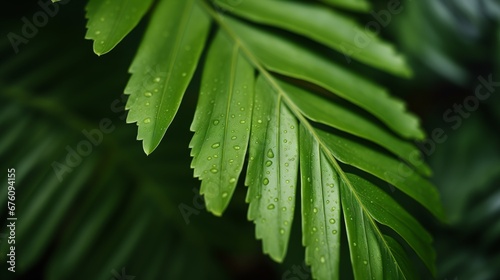 Green Tropical Leaves closeup photorealistic illustrations. Lush, Exotic, Foliage, Jungle, Flora photo