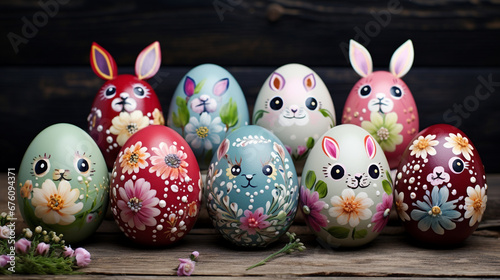 Easter eggs. Beautifully painted eggs for the holiday. Generative AI