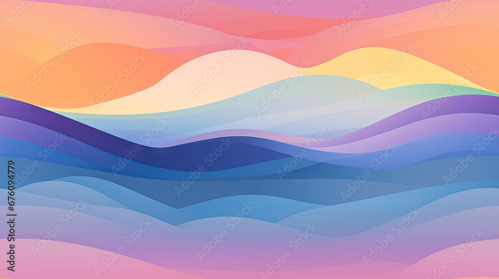 a colorful abstract background with waves and a sunset in the backgrounge of the image is an orange, yellow, blue, and pink sky. generative ai a colorful abstract background with waves and a sunset in the backgrounge of the image is an orange, yellow, blue, and pink sky. generative ai