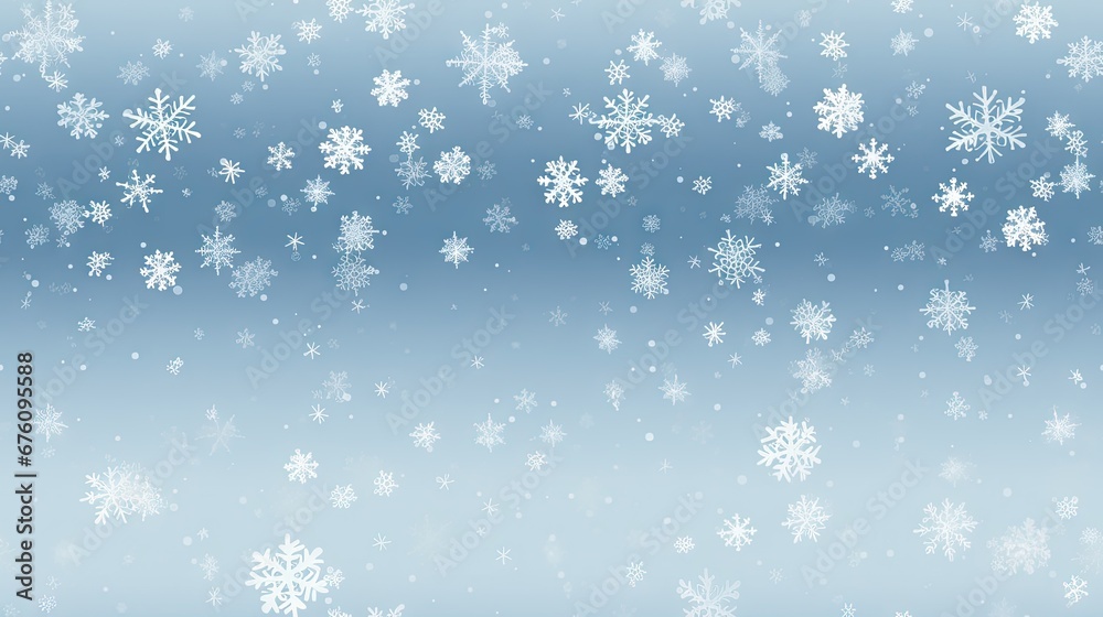  a blue background with a lot of snowflakes on the bottom and bottom of the image on the bottom of the page.  generative ai