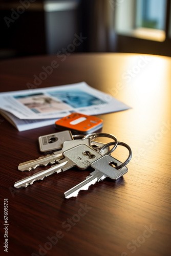 close-up of keys in a house or apartment. buying and selling. Generative AI