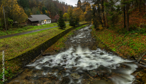 Huciva Desna river after rain morning near Kouty nad Desnou photo