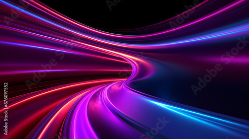 Neon swirl bright light vibrant colors in front of a black background  3D render  illustration