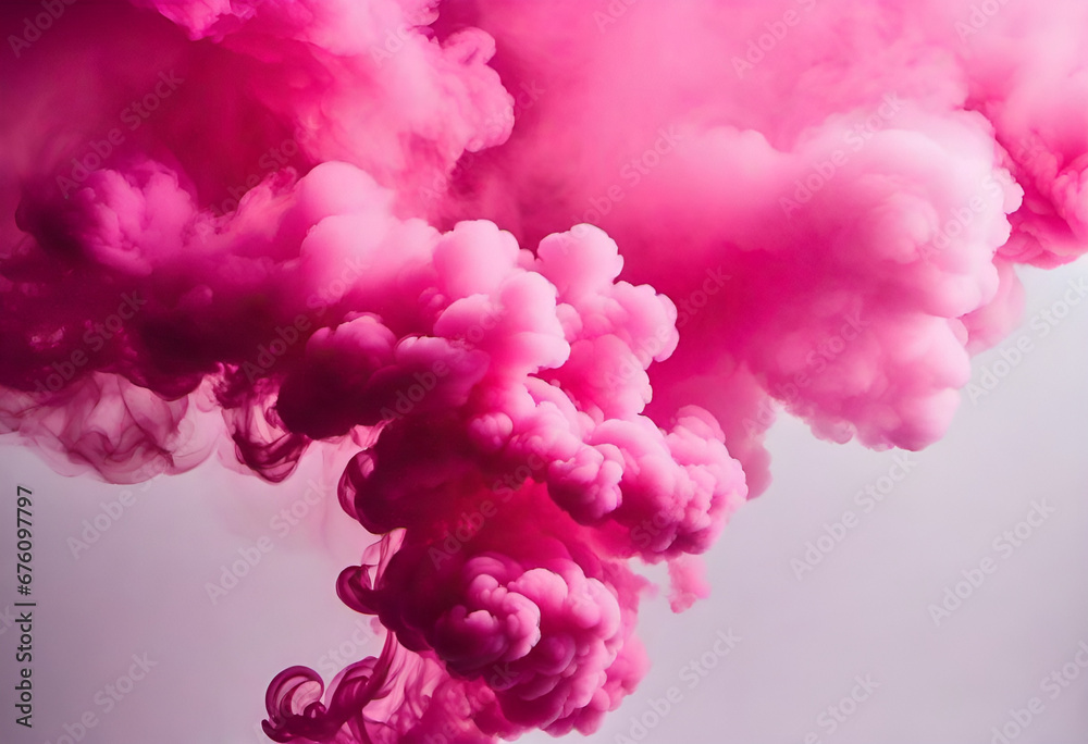 Obraz premium pink thick smoke on Blanck background in minimal style 
