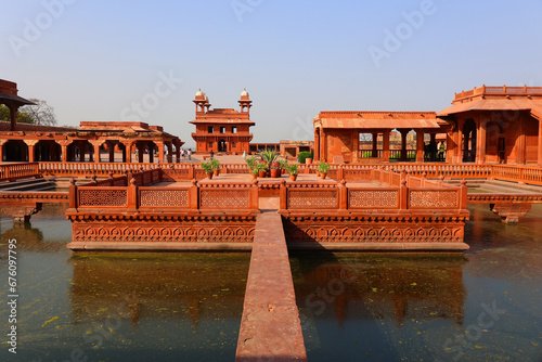 Fatehpur Sikri is a town in the Agra District of Uttar Pradesh, India.  Fatehpur Sikri itself was founded as the capital of Mughal Empire in 1571 by Emperor Akbar photo