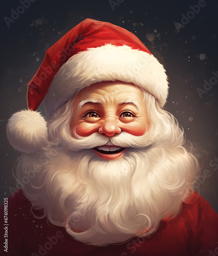 Portrait of smiling Santa Claus, vintage style illustration