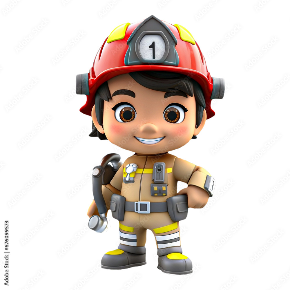 3d firefighter isolated on isolated transparent background png. Generated with Ai 3d firefighter isolated on isolated transparent background png. Generated with Ai