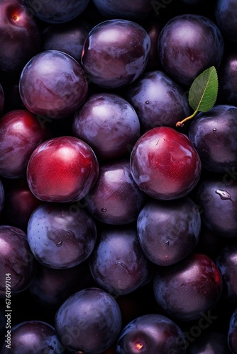  plums fruits on a black background, close up of plums