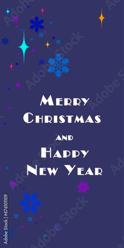 vertical composition  Christmas card  banner  Merry Christmas and Happy New Year greeting