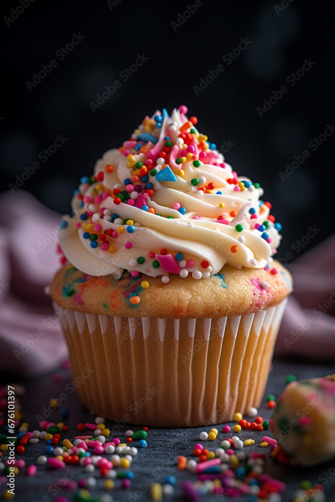 Cupcake with sprinkles generative AI Cupcake with sprinkles generative AI
