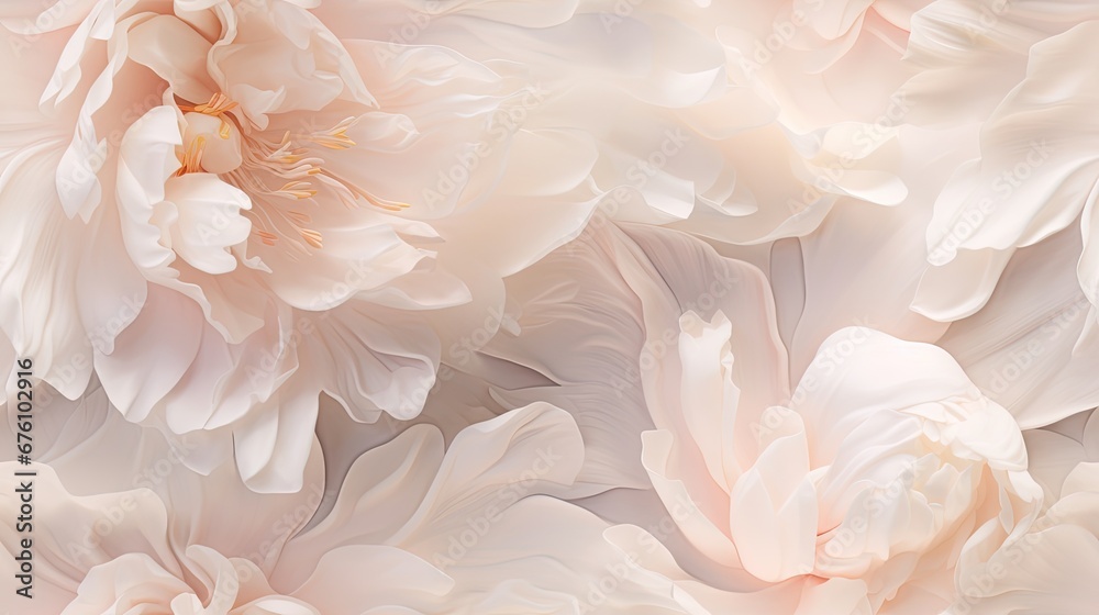  a close up of a bunch of flowers with white petals on a light pink background with a gold center in the center.  generative ai