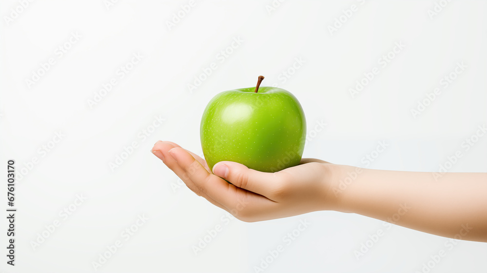 Green apple in hand Green apple in hand
