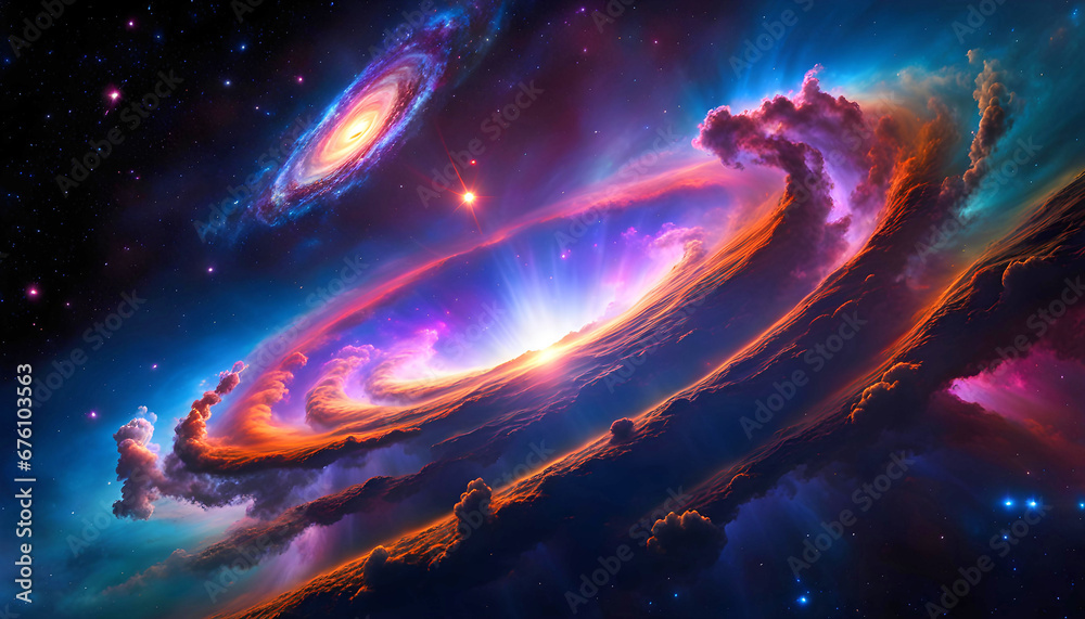 Fototapeta premium Colorful space galaxy, cloudy nebula. Starry night space. universe, astronomy,