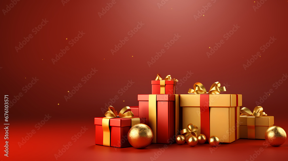 Christmas background with presents and Christmas decorations Christmas background with presents and Christmas decorations