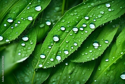 grass leaf with water drops photo
