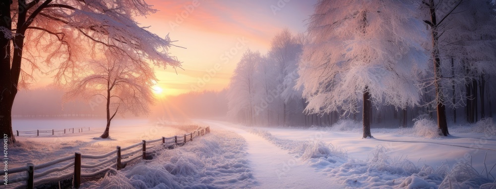 a winter landscape with meandering roads surrounded by snow-covered trees, the peaceful and enchanting atmosphere of a snowy wonderland. a winter landscape with meandering roads surrounded by snow-covered trees, the peaceful and enchanting atmosphere of a snowy wonderland.