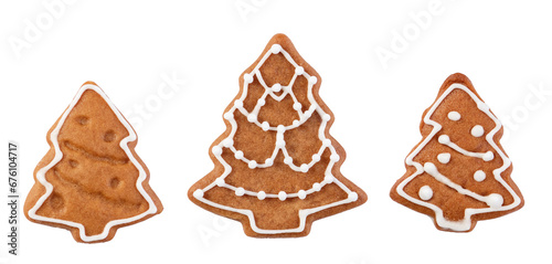 Gingerbread christmas trees isolated on white background