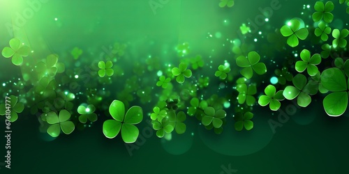 Abstract illustration of shamrocks with copy space. 