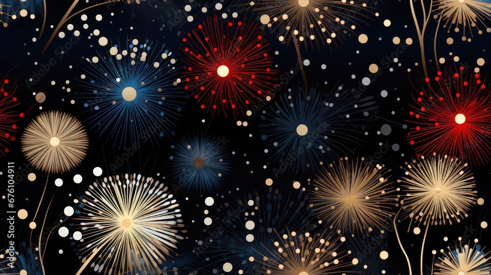 a bunch of fireworks are lit up in the night sky with red, white, and blue fireworks on them. generative ai a bunch of fireworks are lit up in the night sky with red, white, and blue fireworks on them. generative ai