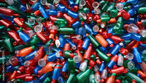 Pile of discarded plastic bottles - Suitable for recycling initiatives