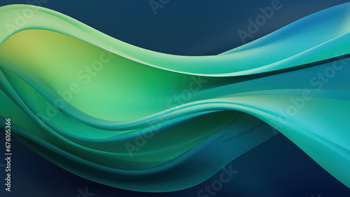 Green flowing forms on blue