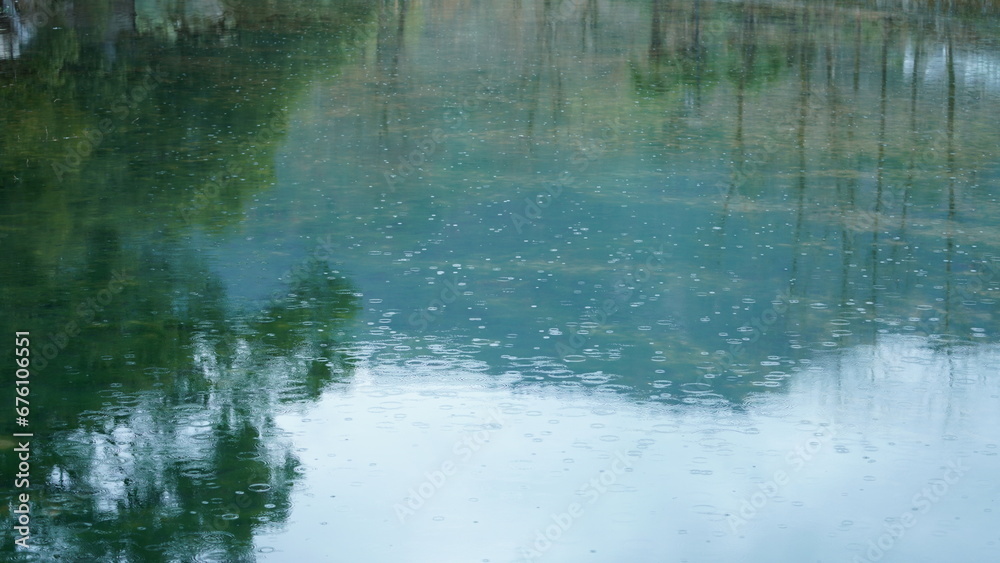 The beautiful countryside view with the village reflection in water on the south of the China