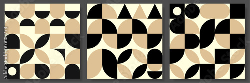 Set of abstract geometric posters. Neo geo style geometric pattern