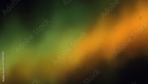Grainy background dark abstract orange yellow green glowing blurred noise texture black backdrop copy space wide banner header poster design