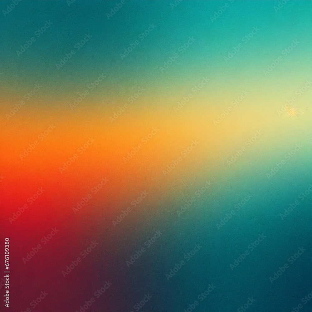 Abstract grainy color gradient background blurry blue teal red yellow orange noise texture poster banner design