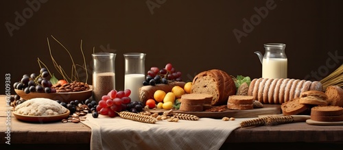 The background of the table was set with a variety of healthy and nutritious foods including milk breakfast cereals made from whole wheat and freshly baked organic pastries from the local b