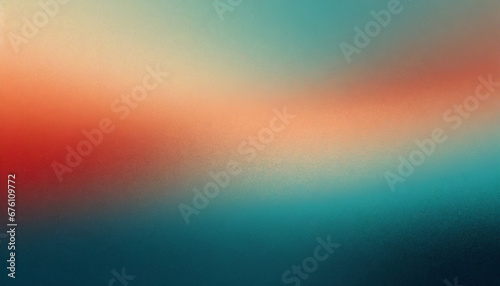Blurred abstract grainy color gradient background blue teal red beige orange noise texture poster banner design photo