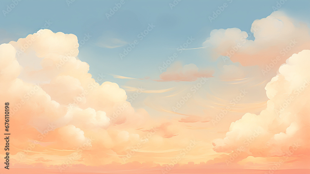 Sky And Clouds At Sunset Painted In Oil Created With Generative AI Technology Sky And Clouds At Sunset Painted In Oil Created With Generative AI Technology
