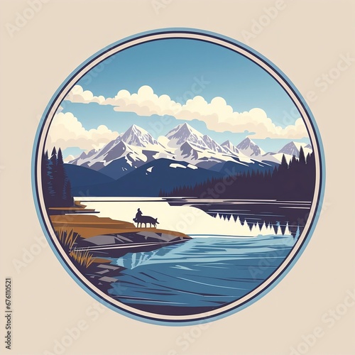 landscape with lake and mountains