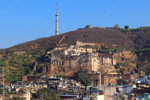 Bundi India Taragarh Fort is gigantic architecture nestled in Bundi district. Also known as Star Fort, it was constructed in the 16th century.  photo
