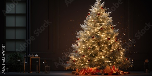 "Enchanted Evergreen: A Majestic Christmas Tree Bathed in Holiday Splendor" Generativ ai.
